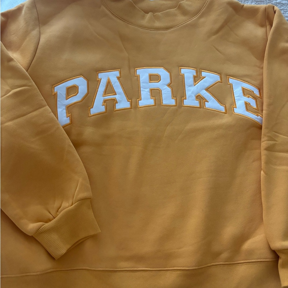 Parke Apricot/white Varaity Mockneck Sweatshirt